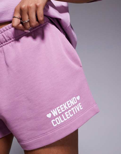 Weekend Collective - Syrenfarvede ombre shorts med hjerteprint - Del af sæt, 4 af 5