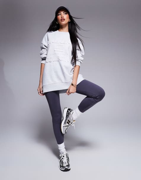 Weekend Collective distressed logo sweatshirt in grey marl