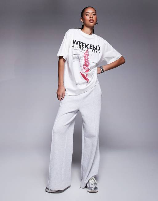 Weekend Collective - T-shirt bianca con grafica con fiori, 2 di 4