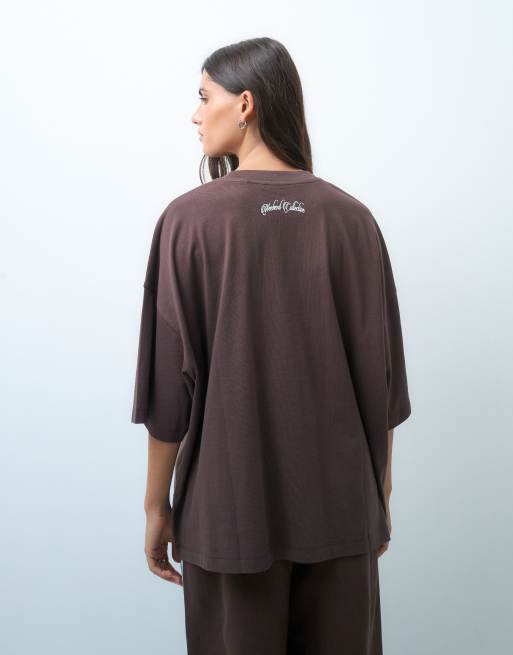 Weekend Collective t-shirt comoda con grafica sportiva bordeaux, 4 di 4