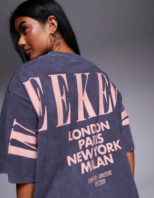 Asos Weekend Collective Weekend Collective T-shirt Dress With Stacked Back Logo