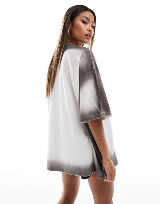 Weekend Collective - T-shirt oversize color antracite lavaggio acido estremo, 3 di 4