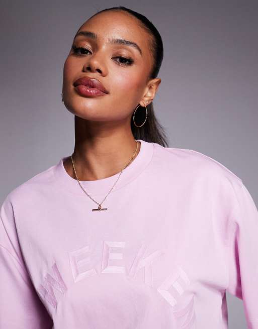 Weekend Collective t-shirt with circle graphic in pink