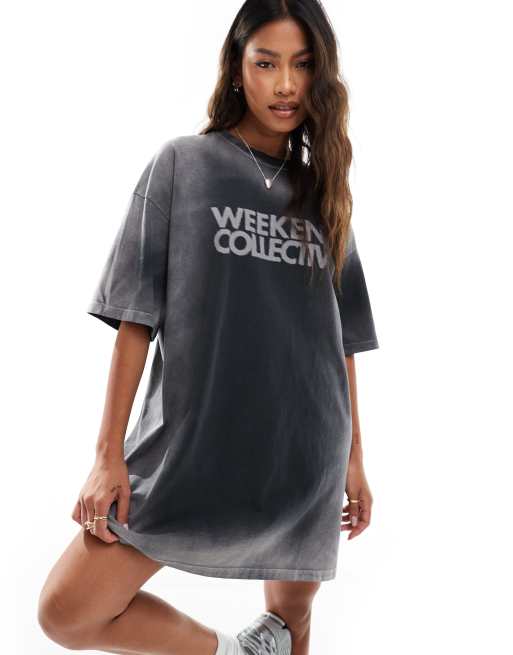 Weekend Collective - T-shirtjurk met extreme acid wash