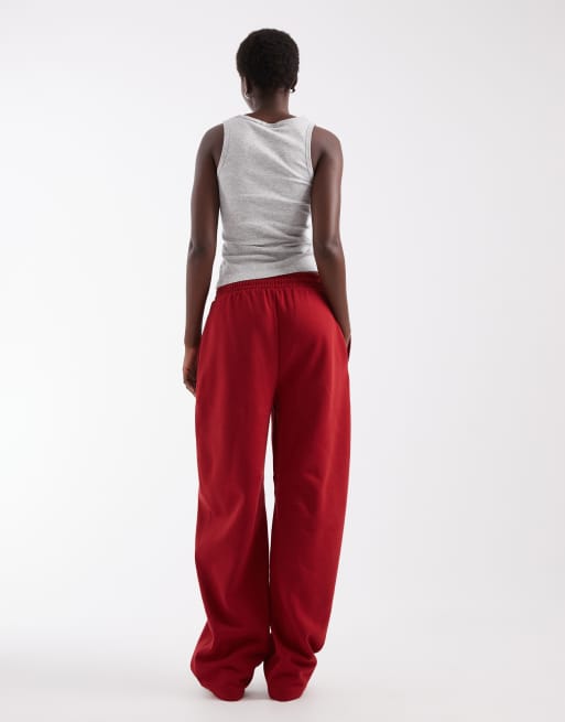 Weekend Collective Tall set barrel leg sweatpants with graphic in red, 4 of 5