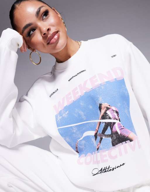 Weekend Collective textured sweatshirt with runner graphic -set, 3 of 4