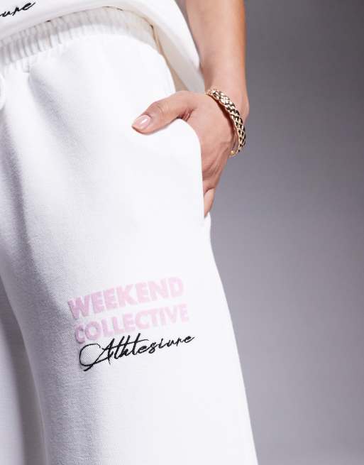 Weekend Collective textured wide leg sweatpants with runner graphic - part of a set, 3 of 5