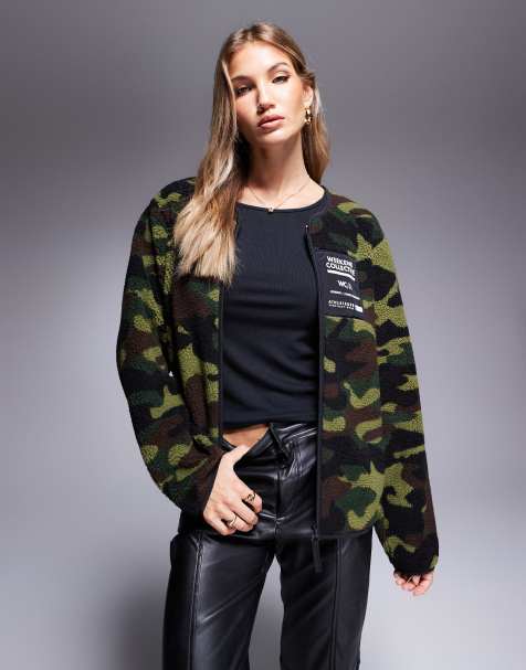 Weekend Collective - Trui van borg met ritssluiting en camouflageprint - view 1
