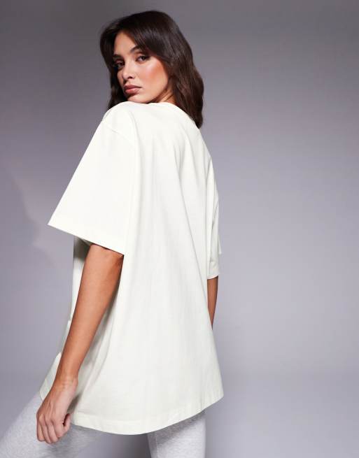Weekend Collective tshirt with embroidered scribble graphic in cream, 2 of 4