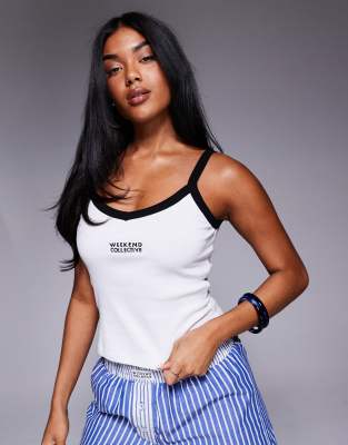 ASOS Weekend Collective Weekend Collective vest with contrast trim in white