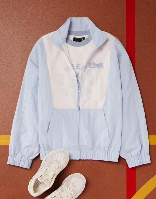 Weekend Collective - Veste oversize d'ensemble en nylon avec imprimé - Bleu pastel, 3 de 5