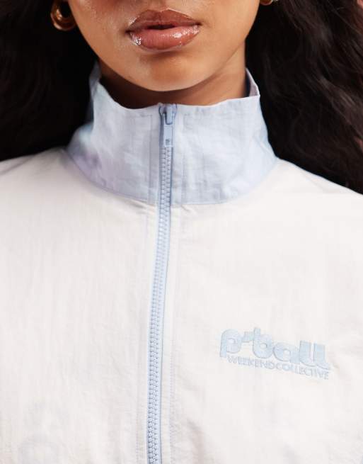 Weekend Collective - Veste oversize d'ensemble en nylon avec imprimé - Bleu pastel, 4 de 5