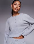 [ASOS Weekend Collective] Weekend Collective waffle button top with nylon patch in grey marl (part of a set) XS Grey marle