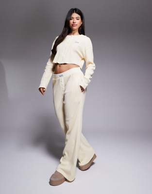 Asos Weekend Collective Weekend Collective Waffle Knit Button Top With Nylon Trim In White