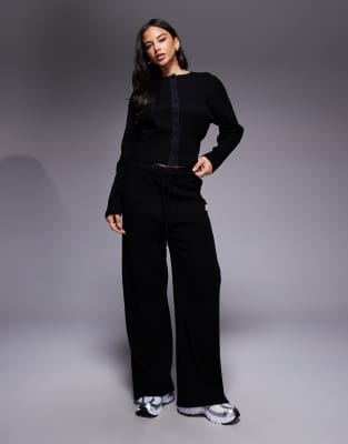 Weekend Collective waffle knit set in black | ASOS