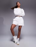 [ASOS Weekend Collective] Weekend Collective waffle shorts with nylon patch in coconut milk (part of a set)-White S Coconut milk