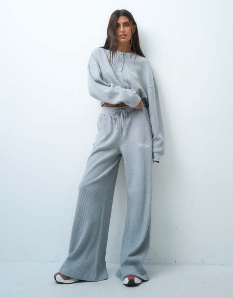 Weekend Collective waffle sweatpants set in gray - view 1