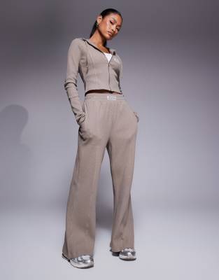 Weekend Collective waffle wide leg pants in neutral - part of a set