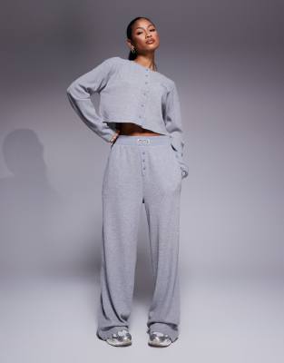 Weekend Collective waffle wide leg sweatpants with nylon in gray heather - part of a set