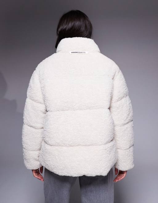 Weekend Collective – Wattierter Teddy-Mantel in Creme, 4 von 4