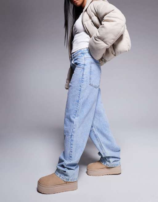 Weekend Collective baggy barrel fit jeans in light blue wash