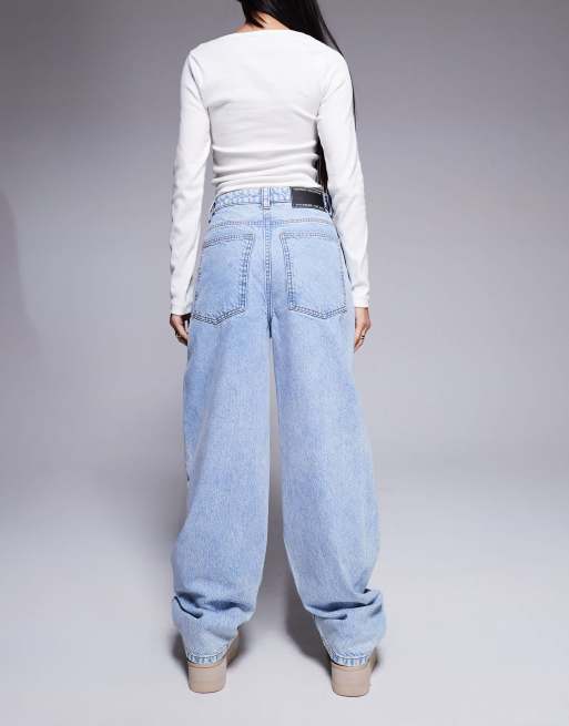 Weekend Collective baggy barrel fit jeans in light blue wash