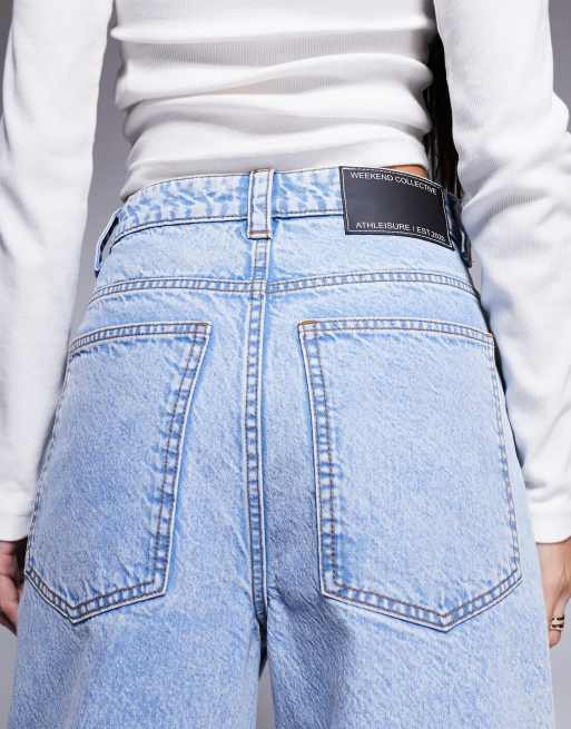 Weekend Collective baggy barrel fit jeans in light blue wash