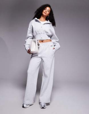 ASOS Weekend Collective Weekend Collective wide leg jogger with pintuck in grey marl