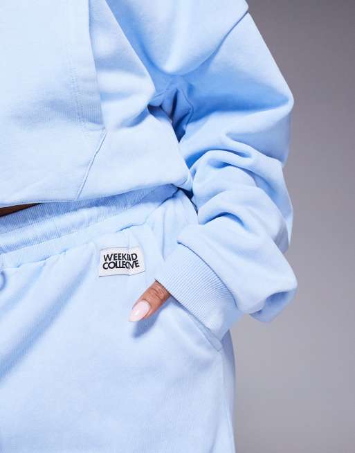 Weekend Collective wide leg sweatpants in dusky blue - part of a set, 3 of 5