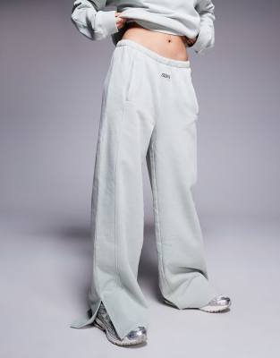 Asos Weekend Collective Weekend Collective Wide Leg Sweatpants In Green