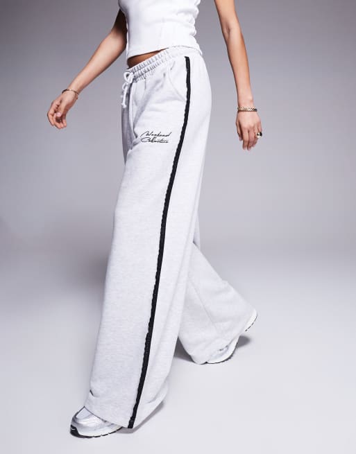 Weekend Collective wide leg sweatpants with lace trim detail