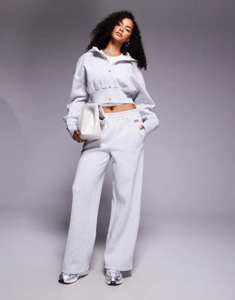 Weekend Collective wide leg sweatpants with pintuck in gray heather - view 1