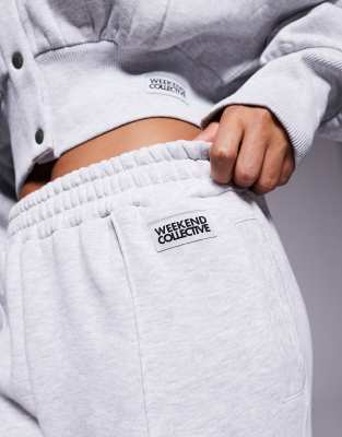 Asos Weekend Collective Weekend Collective Wide Leg Sweatpants With Pintuck In Gray