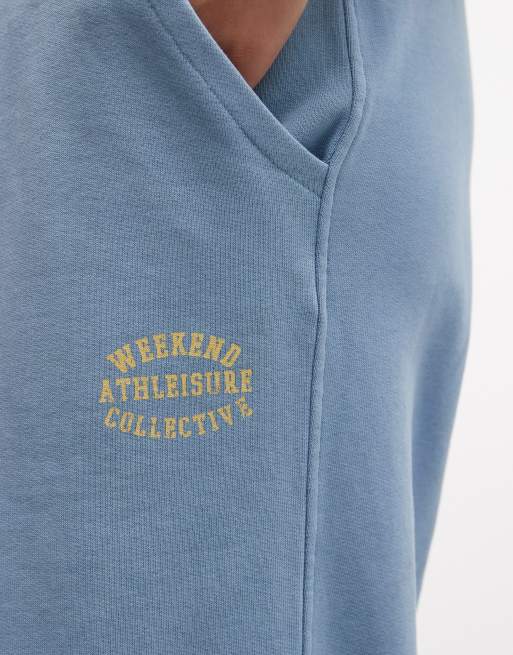 Weekend Collective wide leg trackies in washed blue (part of a set), 3 of 5