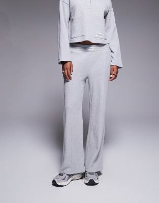 Asos Weekend Collective Weekend Collective Wide Leg Waffle Sweatpants In Gray