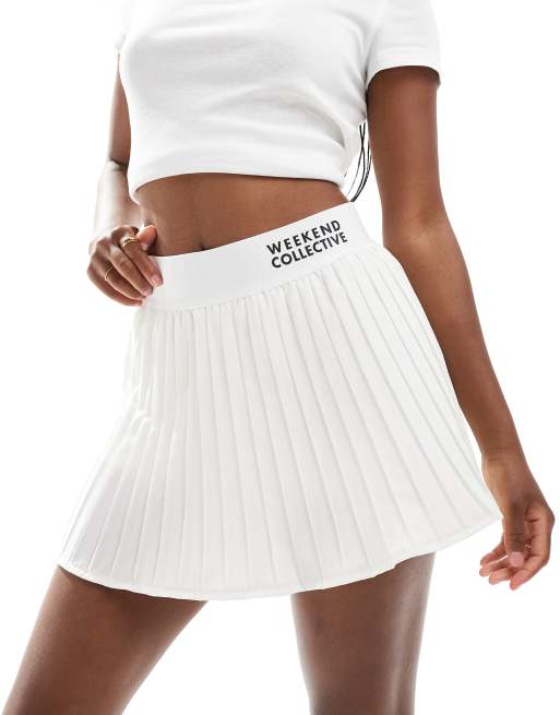 Weekend Collective woven pleated skort in ecru