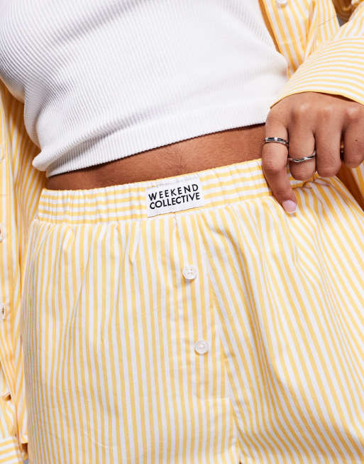 Weekend Collective woven shorts in yellow stripes - part of a set, 3 of 5