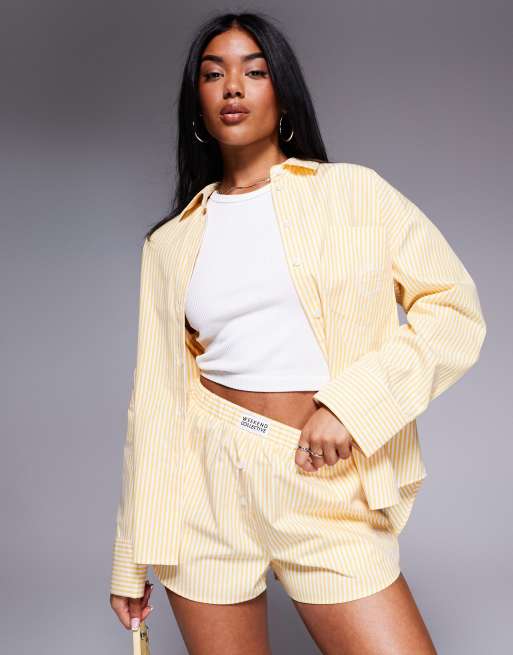 Weekend Collective woven shorts in yellow stripes - part of a set, 5 of 5