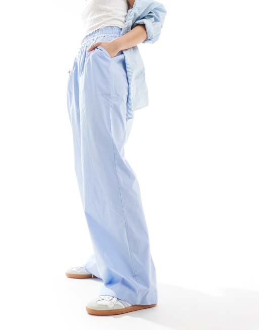 Weekend Collective woven trousers with label in blue poplin, 4 of 5