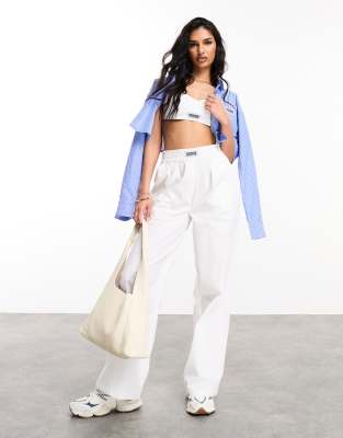 ASOS WEEKEND COLLECTIVE Weekend Collective woven trousers with label in white