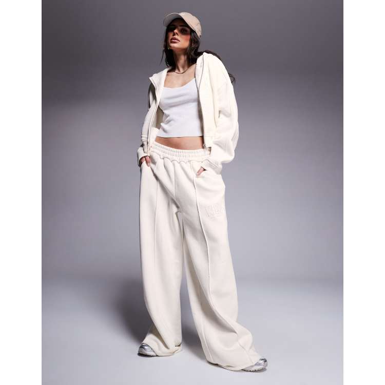 Weekend Collective zip through cropped hoodie and wide leg