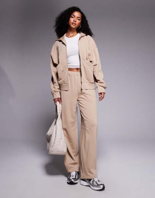 Weekend Collective zip through sweat with embroidered logo in chocolate (part of a set), 2 of 4
