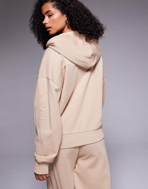 Weekend Collective zip through sweat with embroidered logo in chocolate (part of a set), 4 of 4