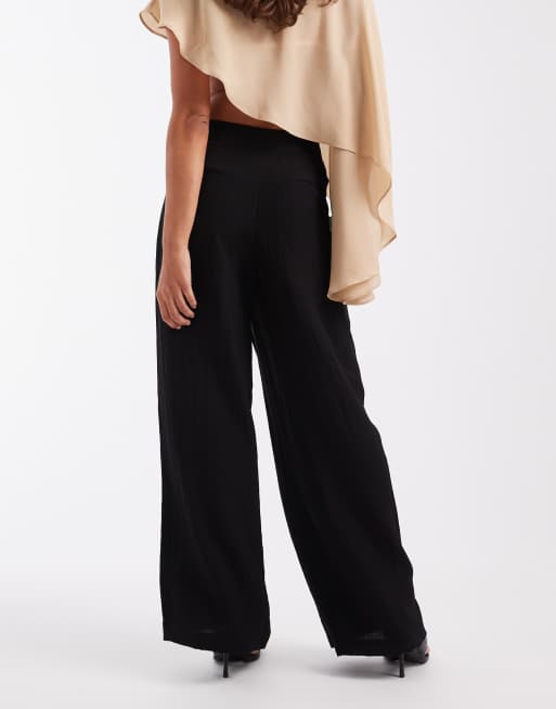 weite, maßgeschneiderte Hose mit Wickeldetail in Schwarz, 2 von 5