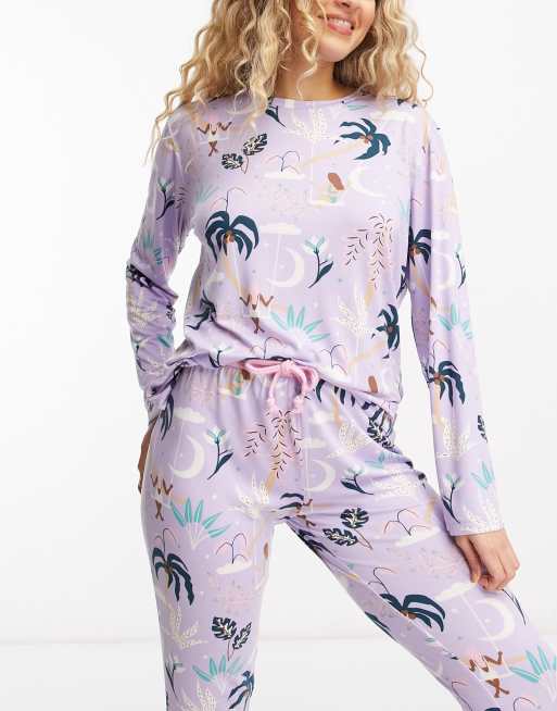 Wellness Project x Chelsea Peers bali swing long pajama set in lilac