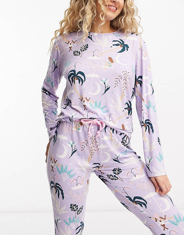 The Wellness Project - Wellness Project x Chelsea Peers bali swing long pyjama set in lilac