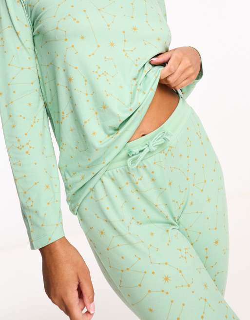 Wellness Project x Chelsea Peers constellation long pyjamas in sage green, 2 of 4