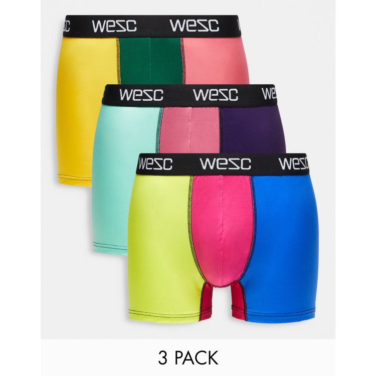 WESC 3 pack colour block trunks in pink and blue