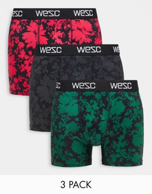 WESC 3 pack trunks in pink and green floral print
