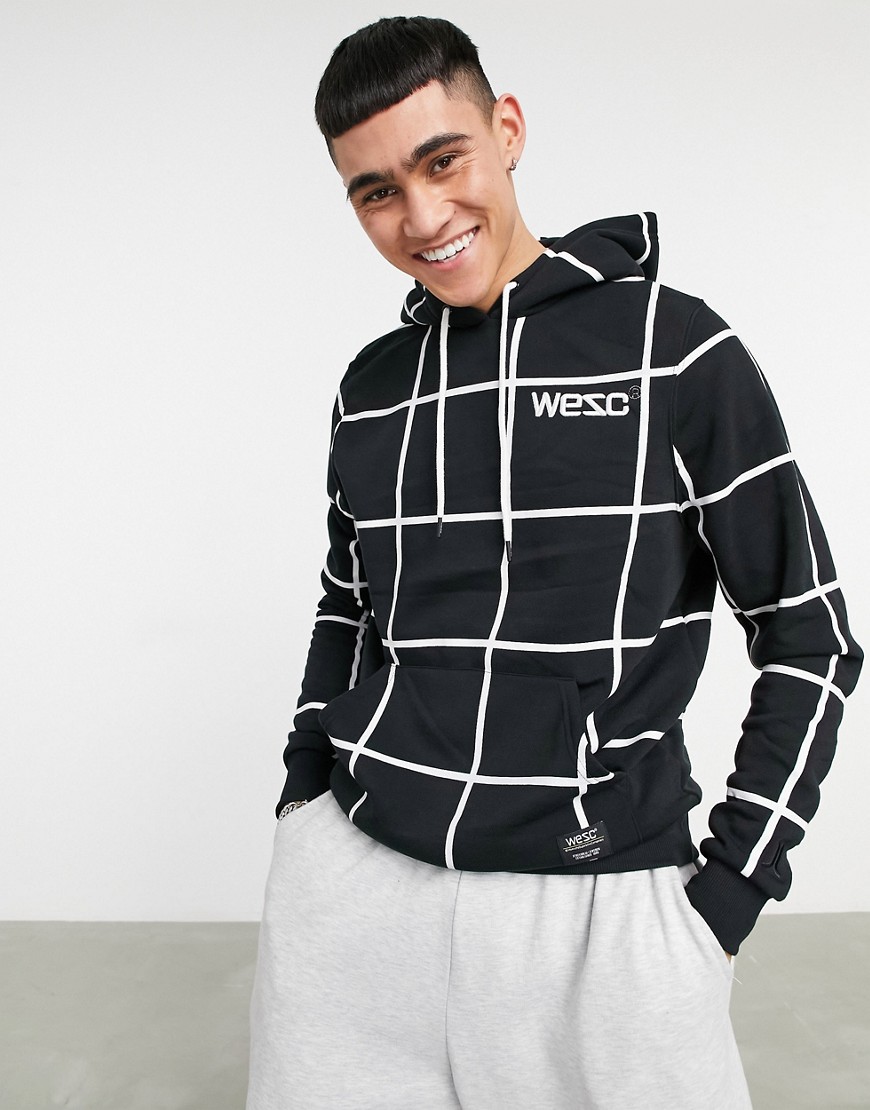 WESC 90's Mike windowpane hoodie-Black